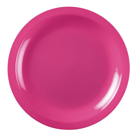 Herbruikbare harde bord Plat fuchsia "Rond" vormig PP Ø22 cm (600 stuks)