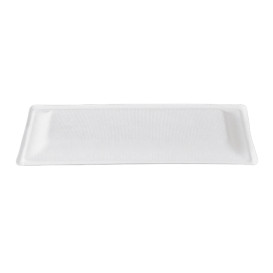 Suikerriet dienblad Bagasse wit 25,5x12,7 cm (500 stuks)