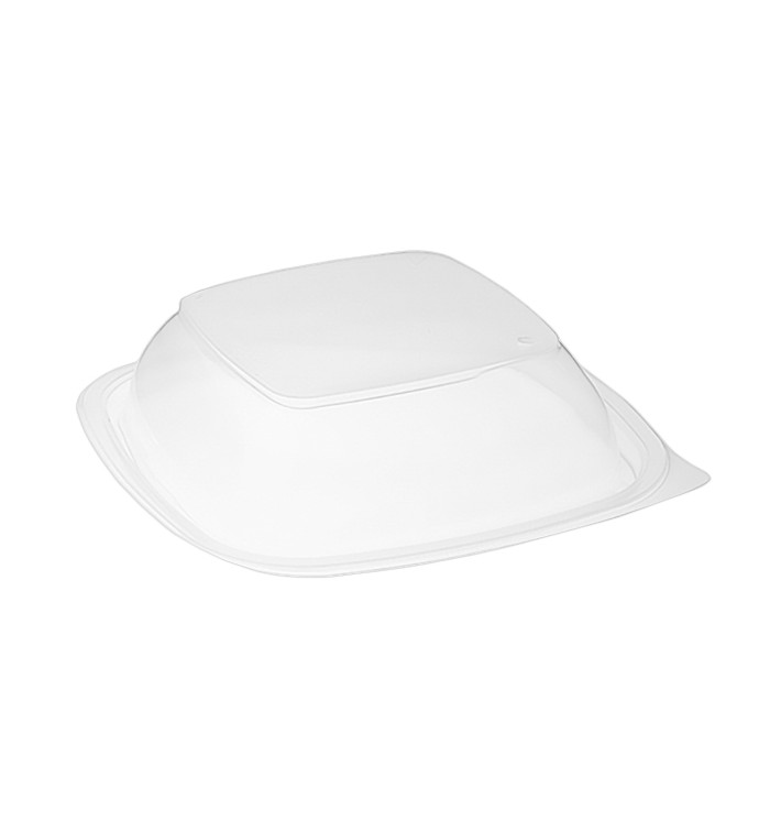 Plastic Deksel voor Deli Container PP Vierkant zwart en creme 16,5x16,5x4cm (300 stuks)