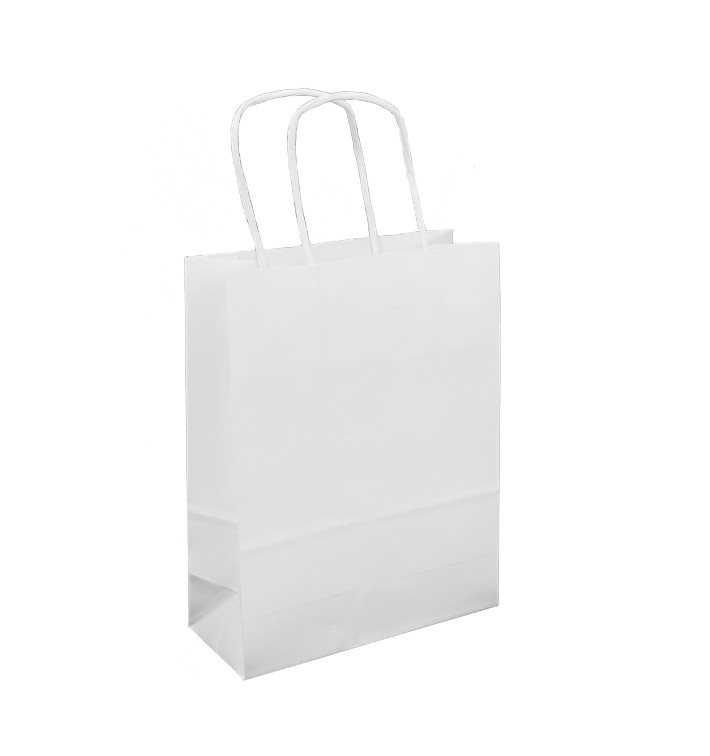 Papieren zak met handgrepen kraft wit 100g/m² 18+8x24cm (25 stuks) 