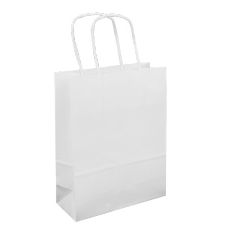 Papieren zak met handgrepen kraft wit 90g/m² 18+8x24cm (25 stuks) 