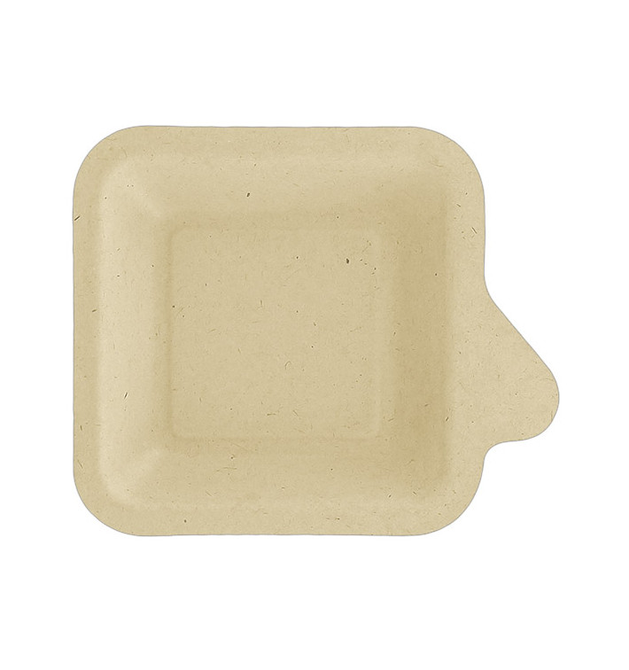 Suikerriet bord met Hendel Naturel 11x11 cm (1000 stuks)