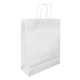 Papieren zak met handgrepen kraft wit 100g/m² 32+12x41cm (200 stuks)