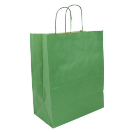 Papieren zak met handgrepen kraft groen 80g/m² 26+14x32cm (250 stuks) 