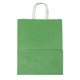 Papieren zak met handgrepen kraft groen 80g/m² 26+14x32cm (50 stuks) 