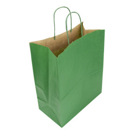 Papieren zak met handgrepen kraft groen 80g/m² 26+14x32cm (50 stuks) 