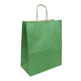 Papieren zak met handgrepen kraft groen 80g/m² 26+14x32cm (50 stuks) 