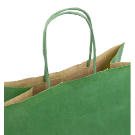 Papieren zak met handgrepen kraft groen 80g/m² 26+14x32cm (50 stuks) 