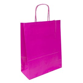 fuchsia Papieren zak met handgrepen 100g/m² 22+9x23cm (25 pcs)