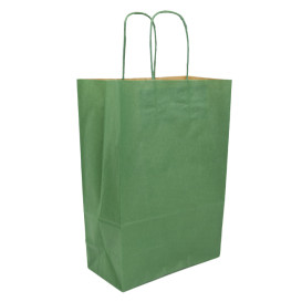 Papieren zak met handgrepen kraft groen 80g/m² 20+10x29cm (250 stuks)