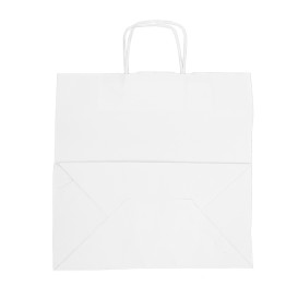 Papieren zak met handgrepen kraft wit 100g/m² 35+18x34cm (25 stuks) 