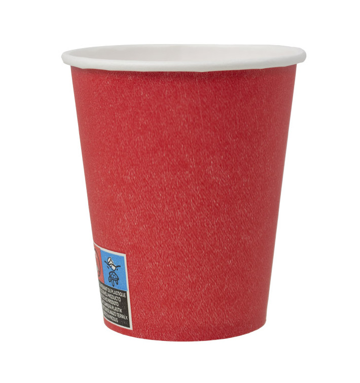 Plastic-Vrije Papieren Beker 9 Oz/250ml "Colors" Rood Ø8,0cm (20 stuks)