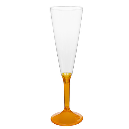 Herbruikbaar Champagneglazen/flutes 160ml PS oranje transparante voet (200 stuks)