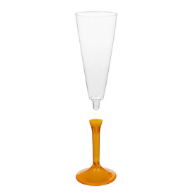 Plastic stam fluitglas Mousserende Wijn oranje transparant 160ml 2P (200 stuks)