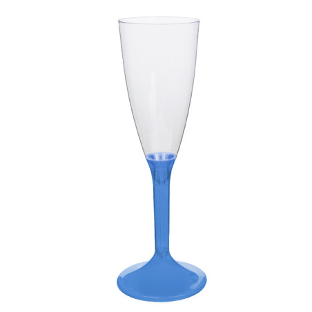 Herbruikbaar Durable Champagneglazen/flutes 120ml PS blauwe transparant voet (200 stuks)