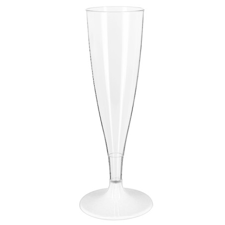 Herbruikbaar Durable Champagneglazen/flutes 140ml PS wite voet (6 stuks)