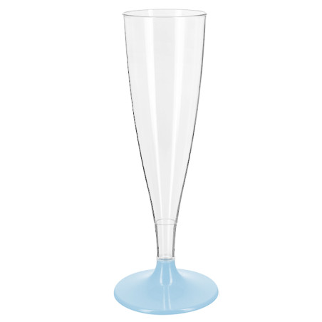 Herbruikbaar Durable Champagneglazen/flutes 140ml PS blauwe voet (48 stuks)