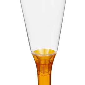 Plastic stam fluitglas Mousserende Wijn oranje transparant 160ml 2P (200 stuks)