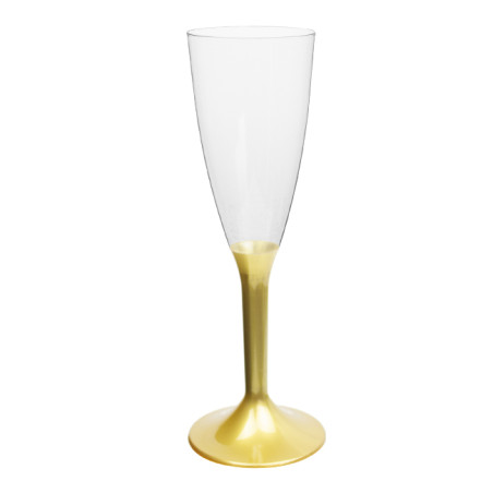 Herbruikbaar Durable Champagneglazen/flutes 120ml PS goude voet (200 stuks)