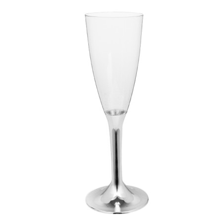 Herbruikbaar Champagneglazen/flutes 120ml PS voet zilver chroom (20 stuks)