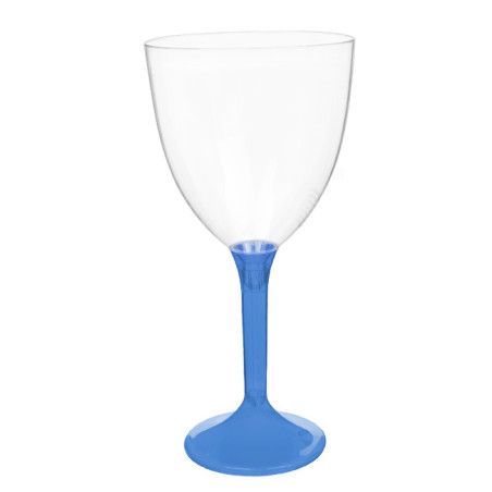 Herbruikbaar Wijnglas PS blauwe transparant voet 300ml (20 stuks)