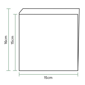 Papieren voedsel zak Vetvrij opening L vormig 15x15cm (250 stuks) 