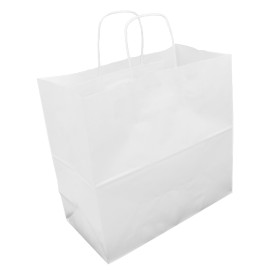 Papieren zak met handgrepen kraft wit 90g/m² 32+16x31cm (50 stuks) 