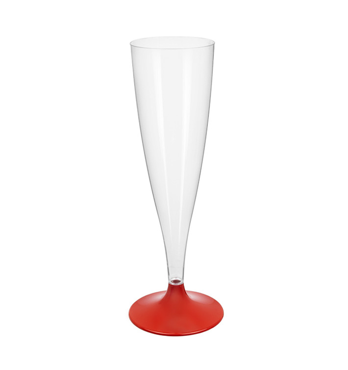 Plastic stam fluitglas Mousserende Wijn rood 140ml 2P (400 stuks)