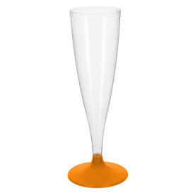 Plastic stam fluitglas Mousserende Wijn oranje transparant 140ml 2P (400 stuks)