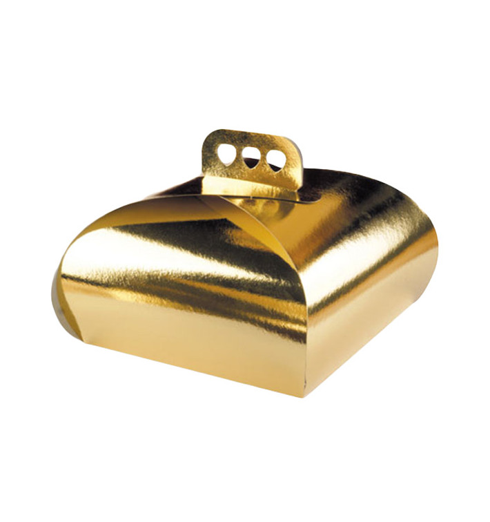 Papieren cake doosje met Hendel Cake vorm goud 27,5x27,5x14cm (50 stuks) 