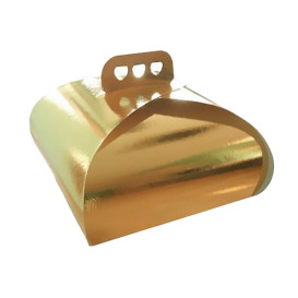 Papieren cake doosje met Hendel Cake vorm goud 27,5x27,5x14cm (50 stuks) 