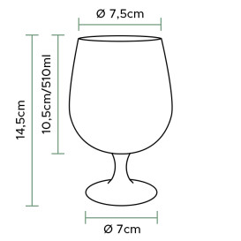 Plastic stam bierglazen Tritan Herbruikbaar Ø75mm 510ml (6 Stuks)