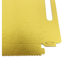 Papieren dienblad met handgrepen Rechthoekige vorm goud 22x28cm (400 stuks)