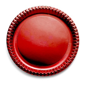 Papieren bord Rond vormig "Party" rood 29cm (6 stuks) 