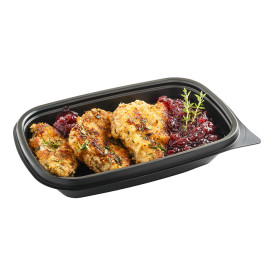 Plastic deli Container PP zwart 375ml 20x13x4cm (50 stuks) 