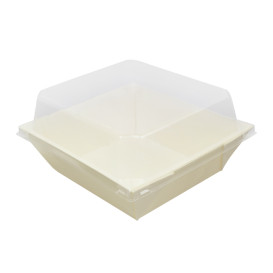 Plastic PET Deksel Container 480ml 14,3x12,3x3,3cm (144 Stuks)