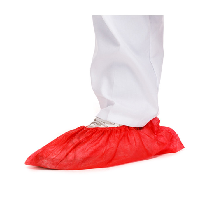 Wegwerp plastic schoen omhulsel PP rood (1000 stuks)