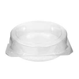 Plastic scharnierende bakkerij Container PET Ø27x8cm (100 stuks)