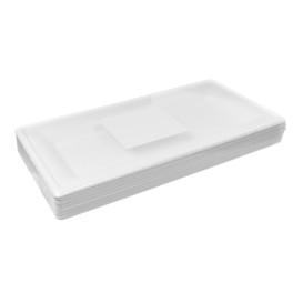 Suikerriet dienblad Bagasse wit 26x13cm (25 stuks) 