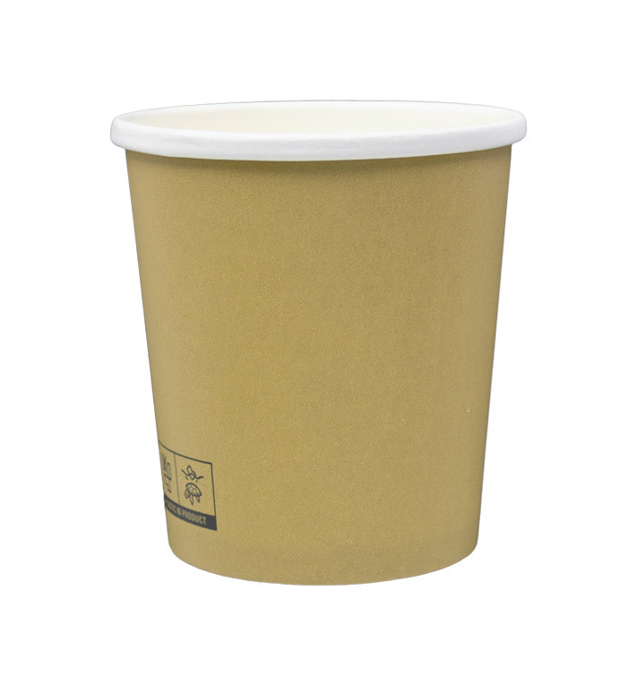 Kraft Kartonnen Pot met Witte Rand 450ml Ø9,8cm (25 Stuks)