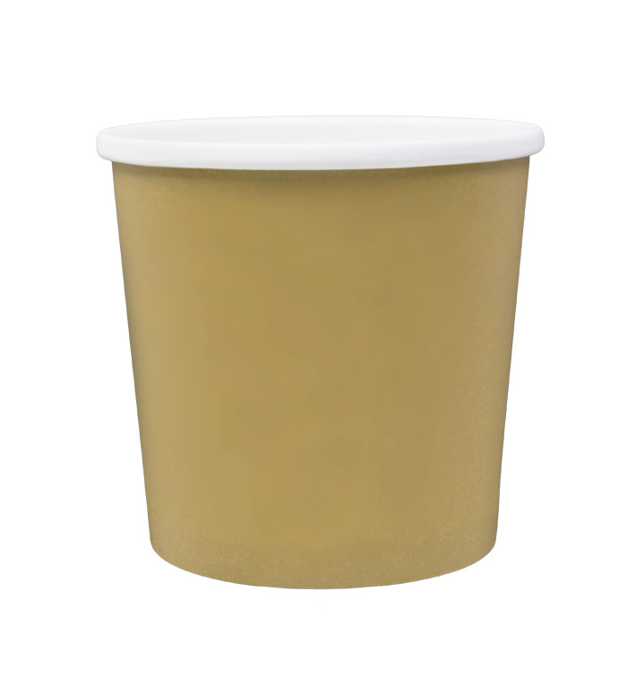 Kraft Kartonnen Pot met Witte Rand 750ml Ø11,9cm (25 Stuks)