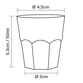 Herbruikbare Onbreekbare Beker PP Shotje transparant Ø4,5cm 50ml (1000 stuks)