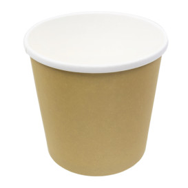 Kraft Kartonnen Pot met Witte Rand 750ml Ø11,7cm (500 Stuks)