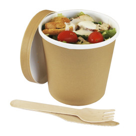 Kraft Kartonnen Pot met Witte Rand 750ml Ø11,7cm (25 Stuks)