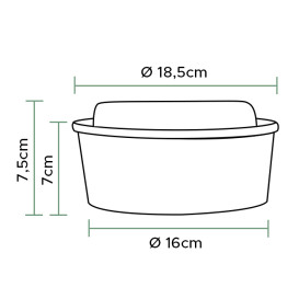 Soepkom Karton Kraft-Kraft met Deksel 1.300ml Ø18,5cm (20 Stuks)