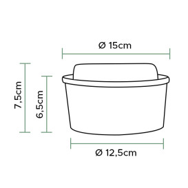 Soepkom Karton Kraft-Kraft met Deksel 750ml Ø15cm (50 Stuks)