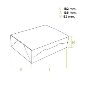 Gebakdoos karton Witte 500g wit 18,2x13,6x5,2cm (25 stuks)
