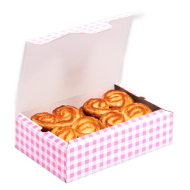 Papier bakkerij doos roze 18,2x13,6x5,2cm 500g (250 stuks)