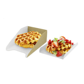 Papieren dienblad voor wafel wit 15x13cm (100 stuks) 