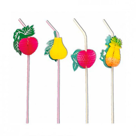 Plastic rietje flexibel PS Fruit Design Ø0,5cm 23cm (100 stuks) 